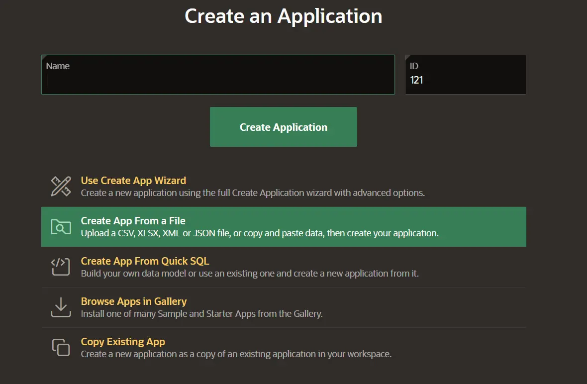 Create an Application From a File