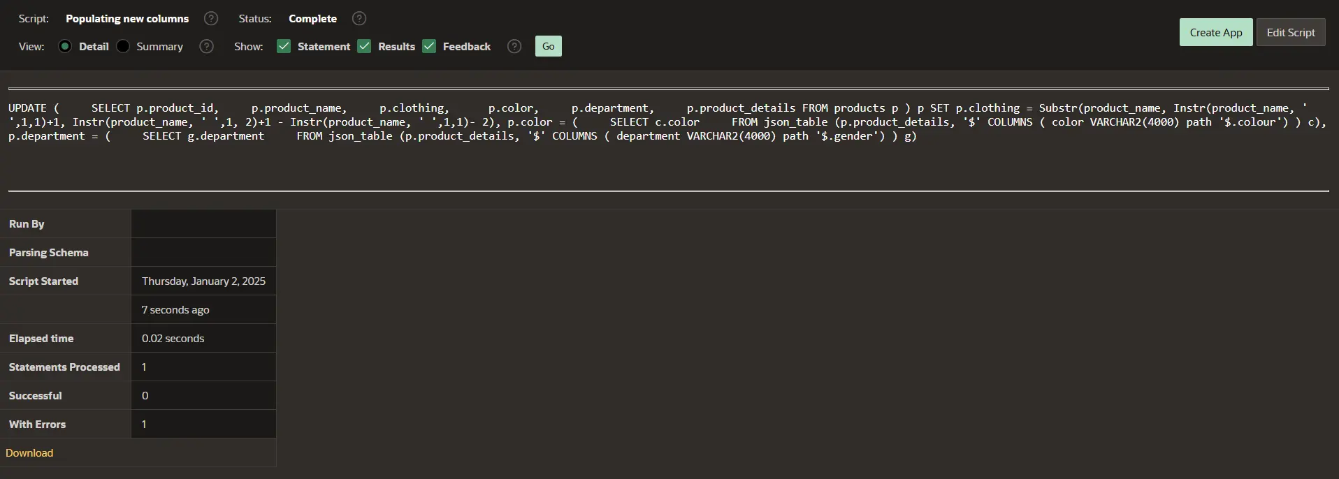 SQL Script