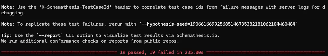 Test Result in terminal